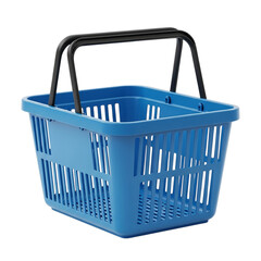 Standard rectangular shopping basket isolated studio shot on light grey background, market or grocery illustration