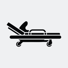 Silhouette medical stretcher emergency hospital bed vector illustration