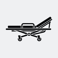 Silhouette medical stretcher gurney bed for emergency transportation vector illustration