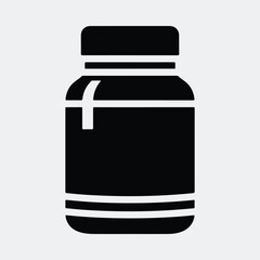 Silhouette medication bottle simple container packaging medical blank vector illustration