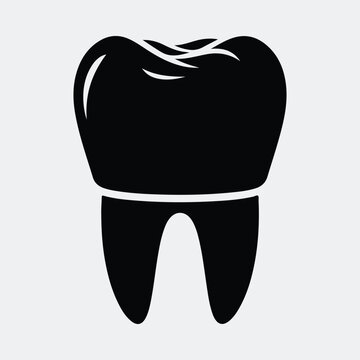 Silhouette molar tooth dental care concept on white background vector illustration