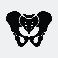 Silhouette of human pelvic bone anatomical structure vector illustration