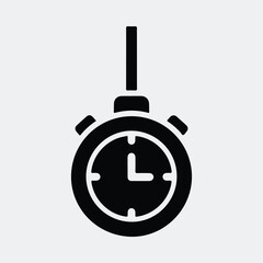 Silhouette stopwatch icon showing time and speed vector illustration