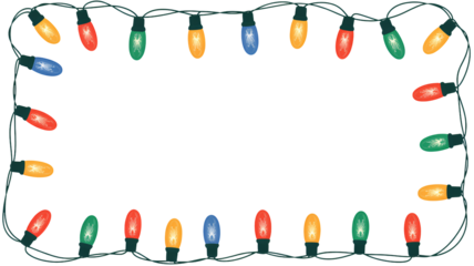 Festive string lights frame design for holiday celebrations and events