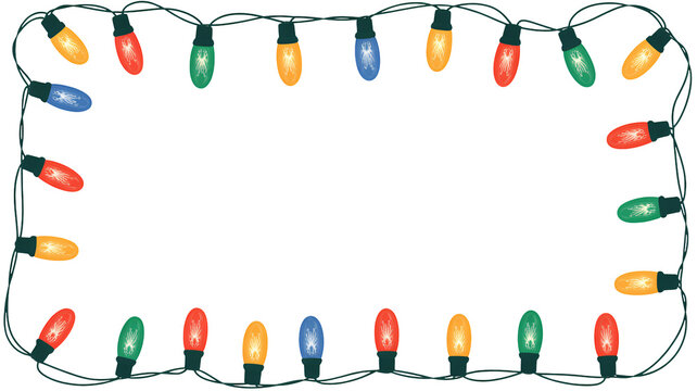 Festive string lights frame design for holiday celebrations and events - Powered by Adobe
