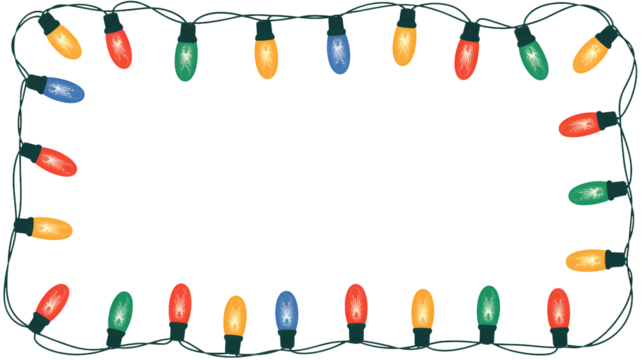 Festive string lights frame design for holiday celebrations and events