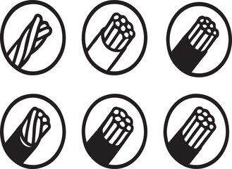 Set of icons depicting different types of wire and cable cross-sections.