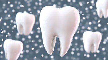 Close up of a white tooth with a black line down the middle. The tooth is surrounded by other teeth, some of which are also white. Concept of cleanliness and freshness