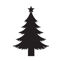 Fototapeta premium Festive Star-Top Evergreen Christmas Tree Silhouette – Broad Branch Holiday Pine Shape for Winter Designs