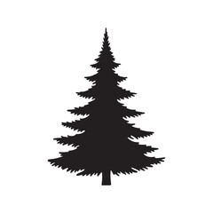 Layered Spruce Christmas Tree Silhouette – Sharp Branch Evergreen Shape for Winter and Holiday Designs