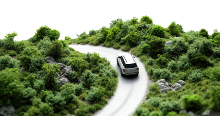 PNG SUV driving down landscape outdoors vehicle.