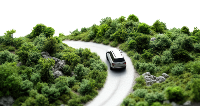 PNG SUV driving down landscape outdoors vehicle.