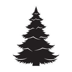 Fototapeta premium Snowy Spruce Christmas Tree Silhouette – Layered Evergreen with Winter Snow Tips for Holiday Designs