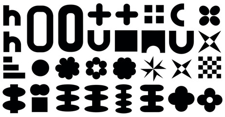 Abstract black and white shapes pattern graphic design