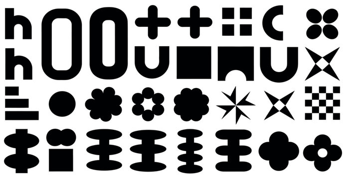 Abstract black and white shapes pattern graphic design