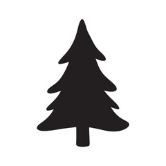 Rounded Pine Christmas Tree Silhouette – Simple Black Evergreen for Holiday and Winter Designs