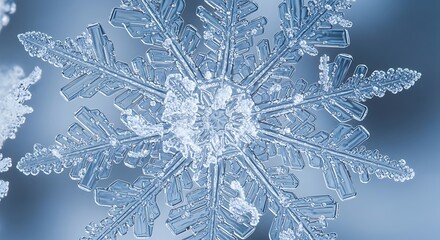 Close-up macro photograph of a delicate, intricately patterned ice crystal formation against a soft, out-of-focus background