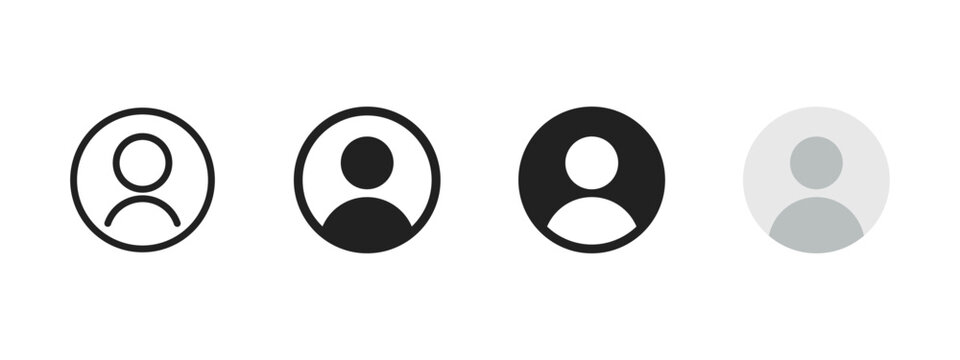 User icon. Minimal profile avatar vector illustration. Circle account symbol for apps and social interfaces sign. Default person pictogram for contact or login concept.