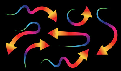 Colorful Gradient Arrows - Vibrant Directional Symbols on Black Background