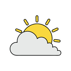 vector sun with cloud