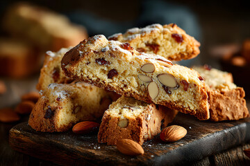 Biscotti, traditional italian bakery with nuts.