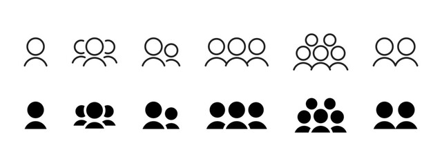 Fototapeta premium Group icon. Multiple people figures showing teamwork vector illustration. Community members symbol for social networks, collaboration sign and shared activity pictogram.