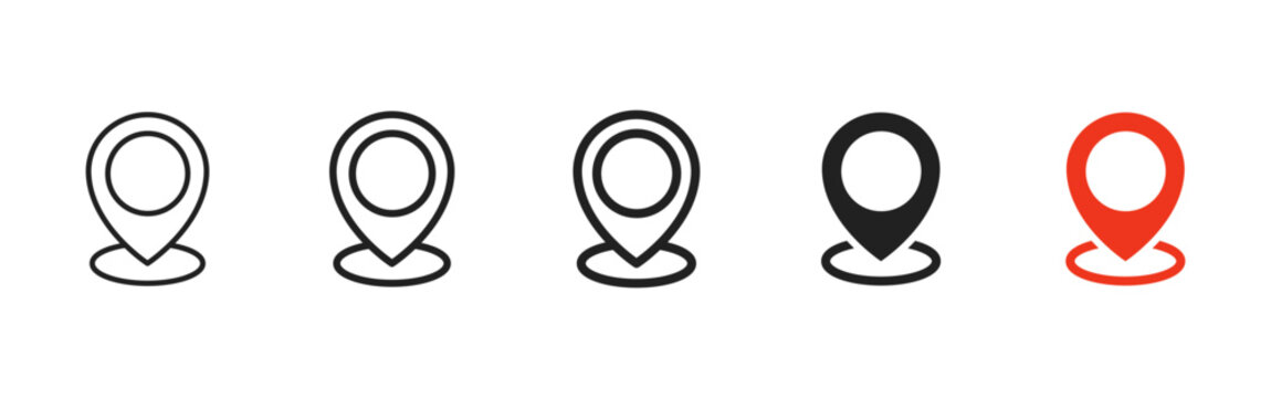 Location pin icon. Classic map marker vector showing position and destination sign. Useful geotag pointer for navigation apps, routes, mobile maps and travel interface pictogram concept.