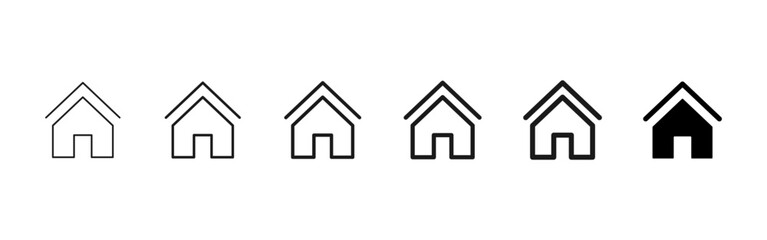 Home icon. Minimal house outline for real estate tools and property apps vector. Clean residence sign for UI buttons, web interfaces and modern navigation elements symbol. Simple housing pictogram.
