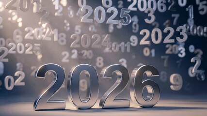 silver metallic numbers 2026 pattern