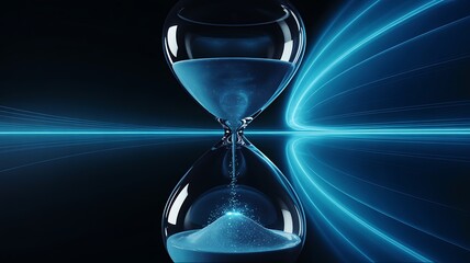 Hourglass with Blue Light Trails