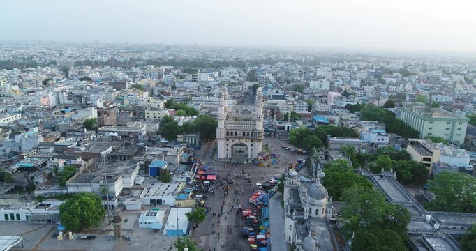 aerial view of charminar hyderabad india