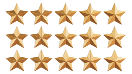 Fifteen golden stars shining brightly for awards and excellence