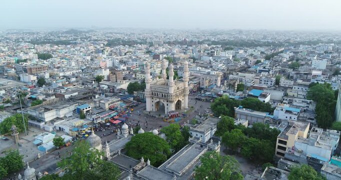 aerial view of charminar hyderabad india