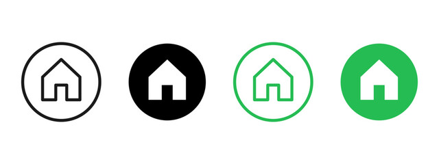 House icon. Clean home symbol for real estate and property apps. Simple residence vector for UI and navigation tools. Modern building sign for interface buttons. Minimal circle concept pictogram.