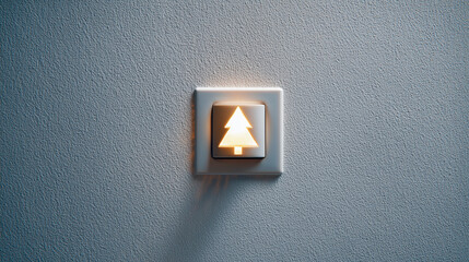 Light switch with a Christmas tree icon, the concept that it's time to turn on the Christmas lights