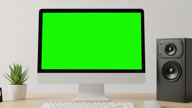 Monitor Greenscreen Set up speaker and flower