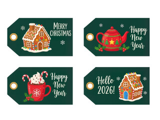 Festive Holiday Gift Tags – Merry Christmas and Happy New Year 2026 in Charming Detail

