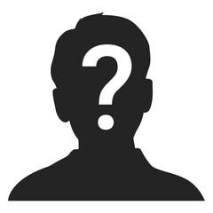 Question Mark in Head Silhouette. Question Mark Silhouette. Thinking and Curiosity Concept Vector.