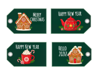 Festive Holiday Gift Tags – Merry Christmas and Happy New Year 2026 in Charming Detail

