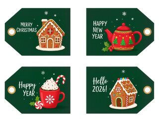 Festive Holiday Gift Tags – Merry Christmas and Happy New Year 2026 in Charming Detail

