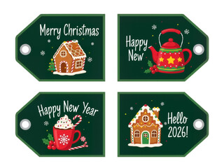 Festive Holiday Gift Tags – Merry Christmas and Happy New Year 2026 in Charming Detail

