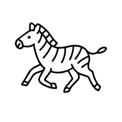 Naklejka premium zebra running vector line icon on a white background Vector line icon on a white background