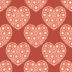 Vector seamless pattern with polka dot hearts. Valentine's Day background. Основные RGB