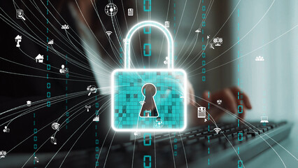 Conceptual image depicting digital security with a lock symbolizing online privacy and safety. Highlights the importance of protecting information in the connected world. Xenic