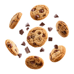 Delicious Chocolate Chip Cookies Floating With Chocolate Chunks Around Them