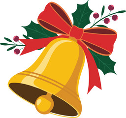 vector illustration of christmas bells with red bow