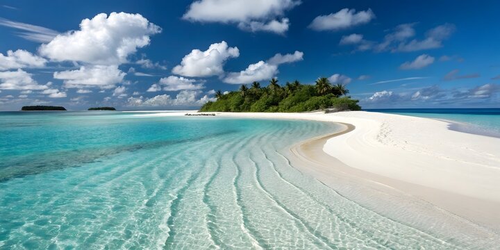 Idyllic tropical island paradise with white sand beach and turquoise water - Powered by Adobe