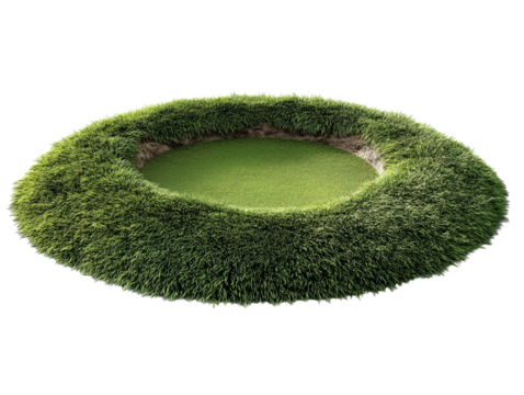 PNG of A lush green golf putting green surrounded by vibrant grass, creating an inviting atmosphere for golf enthusiasts.
