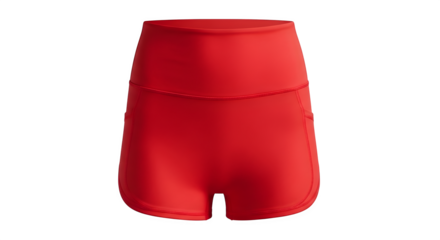 Bright Red High-Waisted Athletic Shorts with Side Pockets for Active Lifestyles