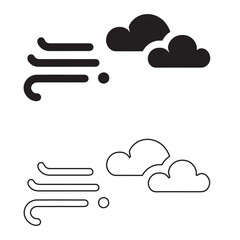 Black vector icon illustration showing wind blowing from a stylized cloud.